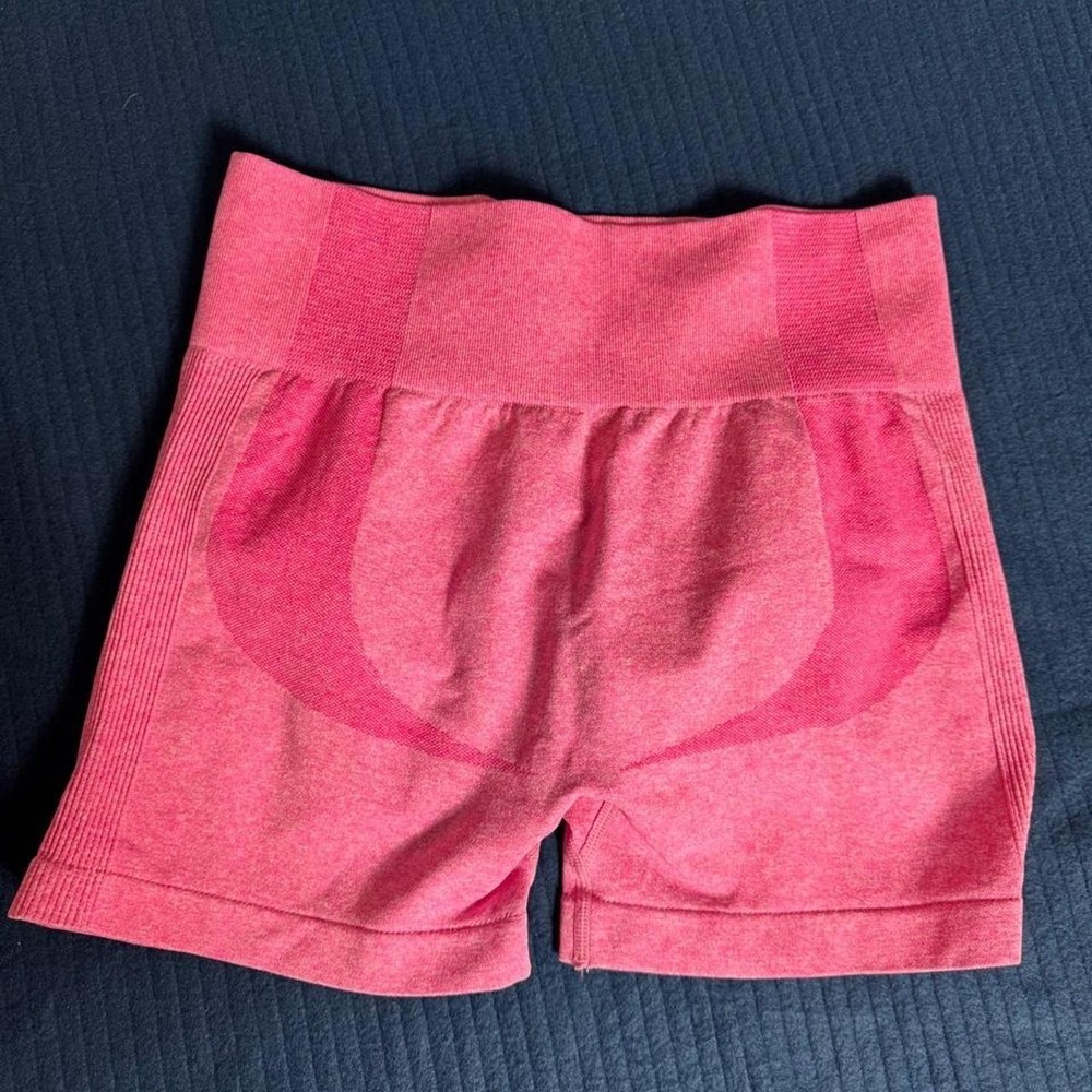 Womens Pink Seamless Scrunch Butt Workout Shorts High Waisted Yoga Gym Size XL
